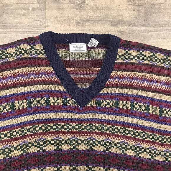 Vintage‎ Sears Men's Store Sweater Size XL Multicolor Blue Grandpa Acrylic - Picture 6 of 10